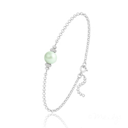 Bracelet en Cristal et Argent Bracelet en Argent et Perle de Cristal Nacré - Pastel Green