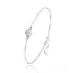 Bracelet en Cristal et Argent Bracelet en Argent et Perle de Cristal Nacré - Pastel Grey