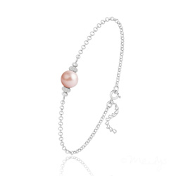 Bracelet en Cristal et Argent Bracelet en Argent et Perle de Cristal Nacré - Rose Peach