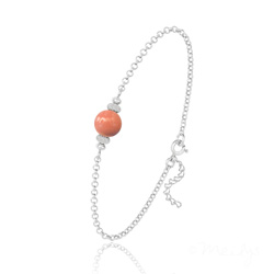 Bracelet en Cristal et Argent Bracelet en Argent et Perle de Cristal Nacré - Coral