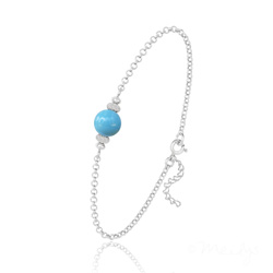 Bracelet en Cristal et Argent Bracelet en Argent et Perle de Cristal Nacré - Turquoise