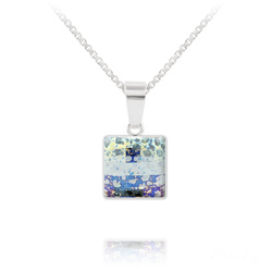 Collier Chessboard V2 en Argent et Cristal 10MM White Patina