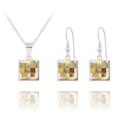 Parure en Cristal et Argent Parure Chessboard V2 en Argent et Cristal 10MM Champagne