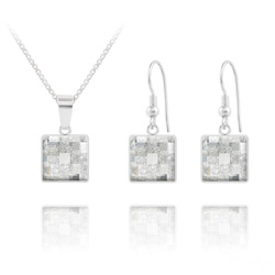 Parure en Cristal et Argent Parure Chessboard V2 en Argent et Cristal 10MM Silver Patina