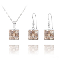 Parure en Cristal et Argent Parure Chessboard V2 en Argent et Cristal 10MM Rose Patina
