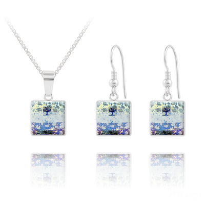 Parure en Cristal et Argent Parure Chessboard V2 en Argent et Cristal 10MM White Patina