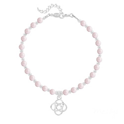 Bracelet Noeud Infini en Argent et Perle de Cristal Nacre Pastel Rose