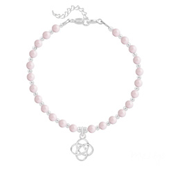 Bracelet en Cristal et Argent Bracelet Noeud Infini en Argent et Perle de Cristal Nacrée Pastel Rose