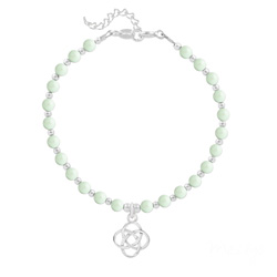 Bracelet en Cristal et Argent Bracelet Noeud Infini en Argent et Perle de Cristal Nacrée Pastel Green