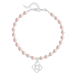 Bracelet en Cristal et Argent Bracelet Noeud Infini en Argent et Perle de Cristal Nacrée Rose Peach