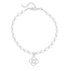 Bracelet en Cristal et Argent Bracelet Noeud Infini en Argent et Perle de Cristal Nacrée Ivory