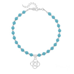 Bracelet en Cristal et Argent Bracelet Noeud Infini en Argent et Perle de Cristal Nacrée Turquoise