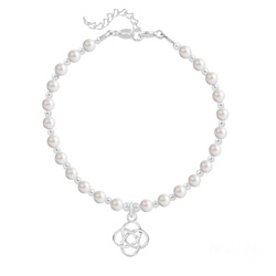 Bracelet en Cristal et Argent Bracelet Noeud Infini en Argent et Perle de Cristal Nacrée White Pearl