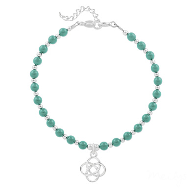 Bracelet en Cristal et Argent Bracelet Noeud Infini en Argent et Perle de Cristal Nacrée Jade