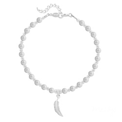 Bracelet en Cristal et Argent Bracelet Plume en Argent et Perle de Cristal Nacrée Pastel Grey