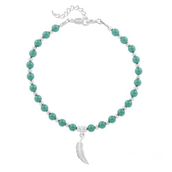 Bracelet Plume en Argent et Perle de Cristal Nacr�e Jade 
