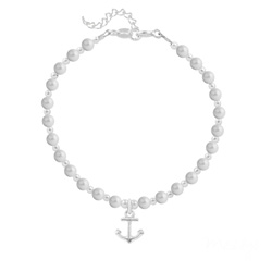 Bracelet en Cristal et Argent Bracelet Ancre Marine en Argent et Perle de Cristal Nacrée Pastel Grey