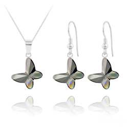 Parure en Cristal et Argent Parure Papillon en Argent et Cristal Silver Night