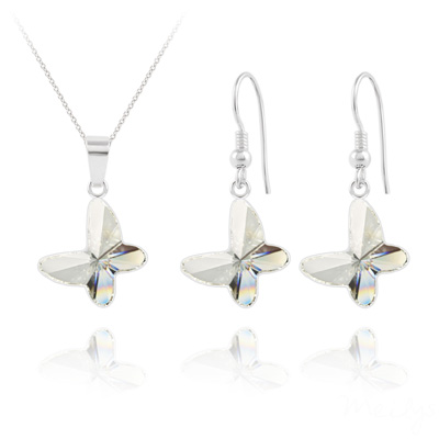 Parure en Cristal et Argent Parure Papillon en Argent et Cristal Blanc
