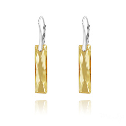 Boucles d'Oreilles Queen Baguette 25MM en Argent et Cristal Champagne