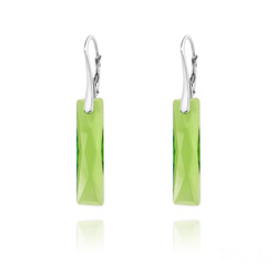 Boucles d'Oreilles Queen Baguette 25MM en Argent et Cristal Vert P�ridot