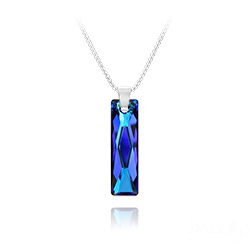 Collier en Cristal et Argent Collier Queen Baguette 25MM en Argent et Cristal Bleu Bermude