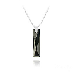 Collier Queen Baguette 25MM en Argent et Cristal Jet (Noir)