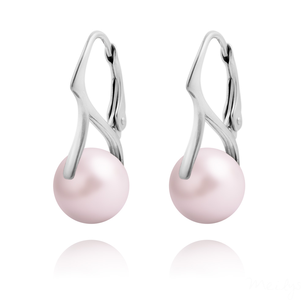 Boucles D'oreilles Dormeuses Argenté Rose Blanc Cristal – Occasion, Style Diamant