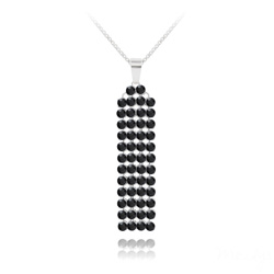 Collier en Cristal et Argent Collier Mesh 4 Rangs en Argent et Cristal Jet (Noir)