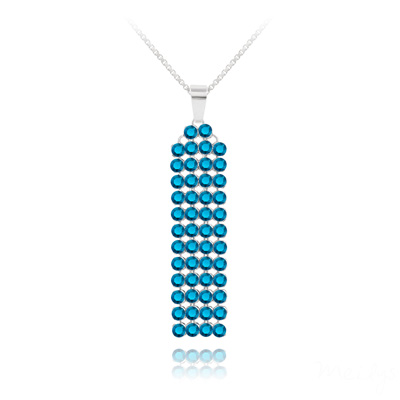 Collier en Cristal et Argent Collier Mesh 4 Rangs en Argent et Cristal Metallic Blue