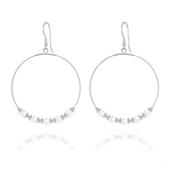 Cr�oles 50mm en Argent et Cristal White Alaster