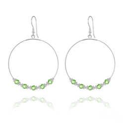 Cr�oles 50mm en Argent et Cristal Vert P�ridot