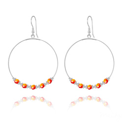 Cr�oles 50mm en Argent et Cristal Fire Opal
