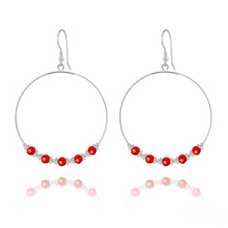 Cr�oles 50mm en Argent et Cristal Rouge Light Siam