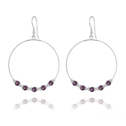 Cr�oles 50mm en Argent et Cristal Am�thyste