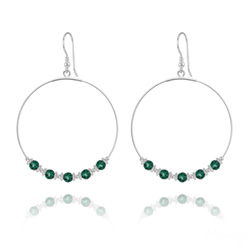 Cr�oles 50mm en Argent et Cristal Emeraude