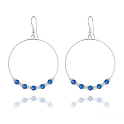 Cr�oles 50mm en Argent et Cristal Capri Blue