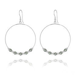 Cr�oles 50mm en Argent et Cristal Black Diamond