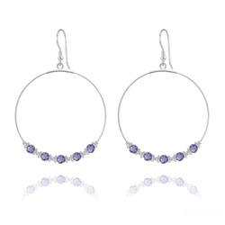 Cr�oles 50mm en Argent et Cristal Tanzanite