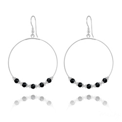 Cr�oles 50mm en Argent et Cristal Jet (Noir)