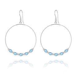 Cr�oles 50mm en Argent et Cristal Bleu