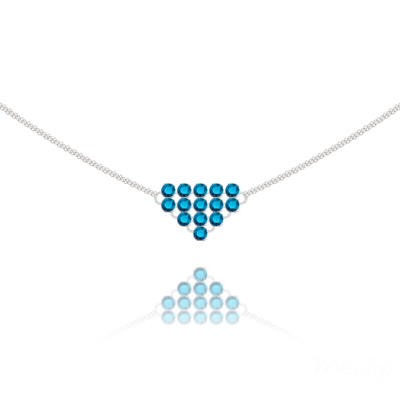 Collier en Cristal et Argent Collier Diamond Mesh Cha�ne Double en Argent et Cristal Metallic Blue