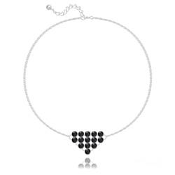 Bracelet en Cristal et Argent Bracelet Diamond Mesh Chaîne Double en Argent et Cristal Jet (Noir)