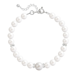 Bracelet en Cristal et Argent Bracelet en Argent Perle Cristal Nacré 6mm/8mm Ivory