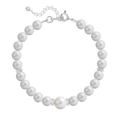 Bracelet en Cristal et Argent Bracelet en Argent Perle Cristal Nacré 6mm/8mm Pastel Grey