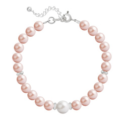 Bracelet en Cristal et Argent Bracelet en Argent Perle Cristal Nacré 6mm/8mm Rose Peach