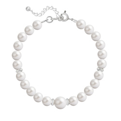 Bracelet en Cristal et Argent Bracelet en Argent Perle Cristal Nacré 6mm/8mm White Pearl