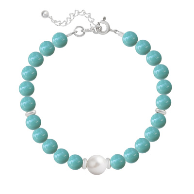 Bracelet en Cristal et Argent Bracelet en Argent Perle Cristal Nacré 6mm/8mm Jade