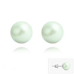 Clous d'Oreilles en Argent Perle de Cristal Nacré 8MM Pastel Green