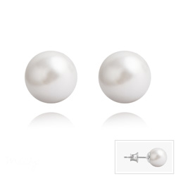 Clous d'Oreilles en Argent Perle de Cristal Nacré 8MM White Pearl